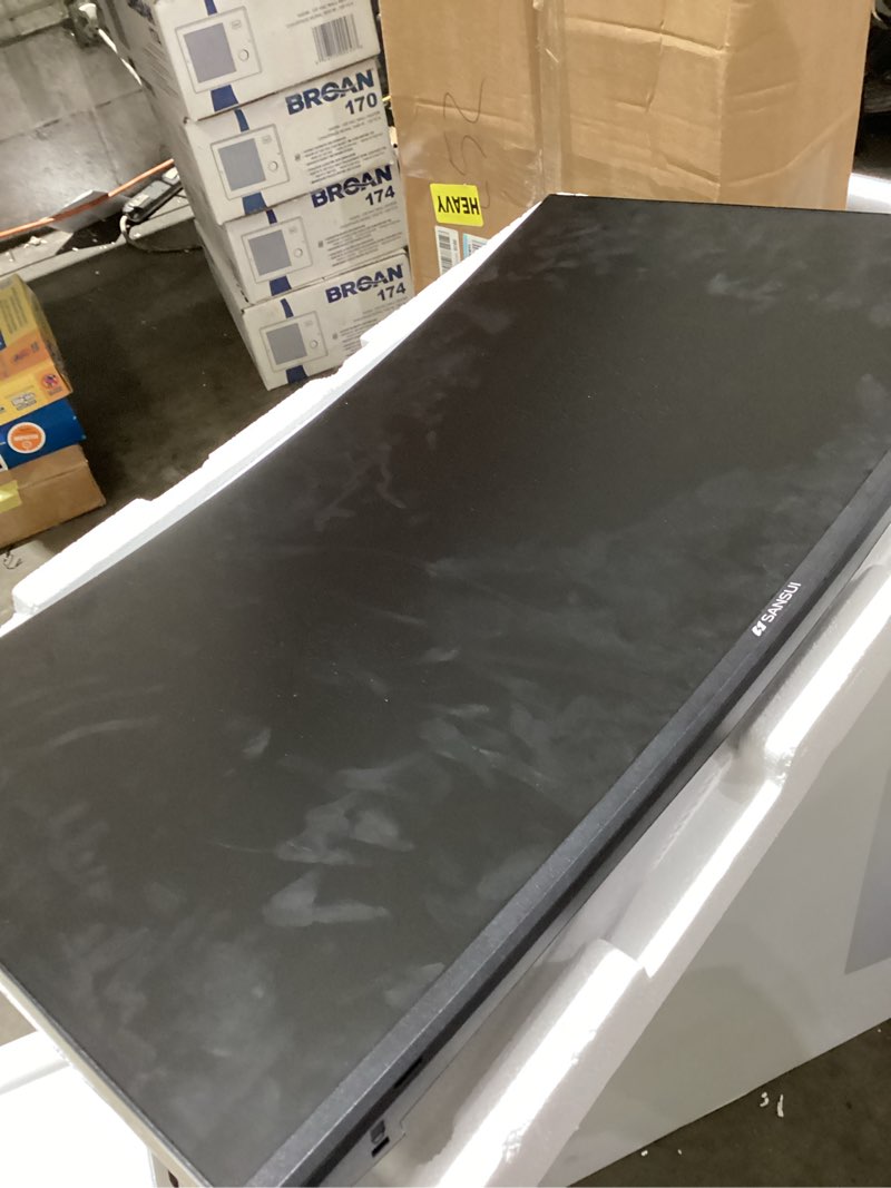 Condition photo showing item condition for (not tested, missing power cord)sansui 27 inch curved 160hz gaming monitor, 1500r curved computer gaming monitor fhd 1080p, 4000:1, 110% srgb, fps/rts, 1ms mprt|freesync|hdr|low blue light|hdmi dp| vesa support, hdmi cable incl. 27 inch 160hz gaming curved 1500r