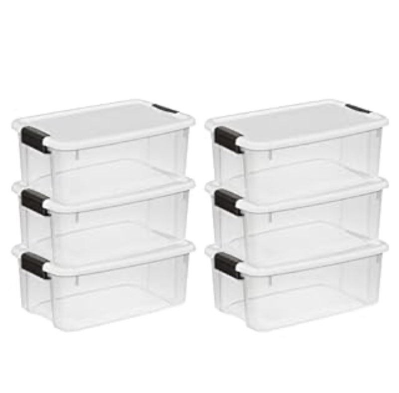 sterilite 18 quart clear durable stacking storage container with lid