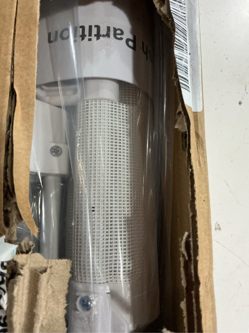 Condition photo showing New/Like New for 50 inch retractable baby gates 42 inch tall, retractable gate with reinforced strip design to prevent crawling through, retractable dog gate for stairs, doorways, hallways white 42" tall x 50" wide