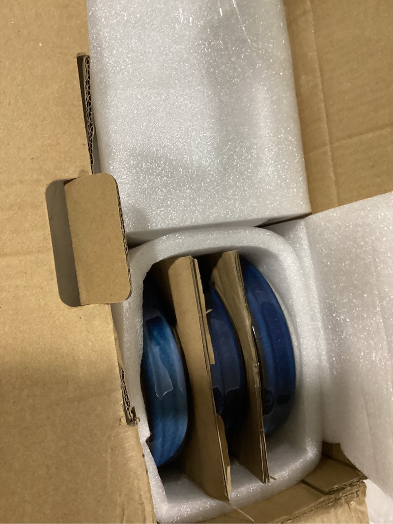 Condition photo showing New/Like New for onemore 4 oz ramekins oven safe, ceramic ramekins for creme brulee, custard, pudding, souffle, blue shallow ramekin dishes, small porcelain ramekin set of 6 for baking & serving blue 4 oz (6pcs)