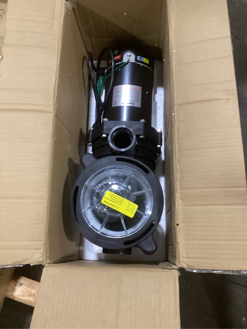 Condition photo showing Good Condition for seeutek 1.5 hp pool pump for above ground & inground pools – 6600 gph self-priming, dual voltage (115v/230v), 60hz silent operation, includes strainer filter basket. matta black