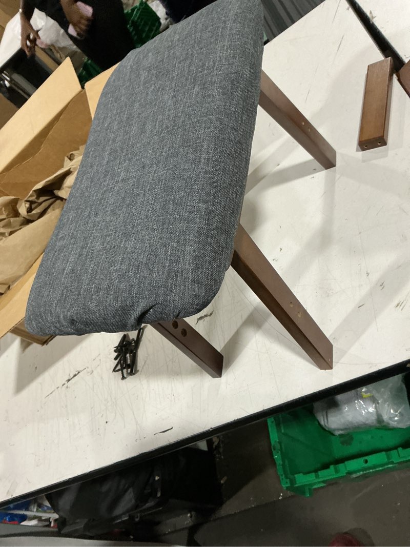 Condition photo showing As Is for foot stool ottoman foot rest under desk,small stool for living room, bedroom and kitchen (brown legs