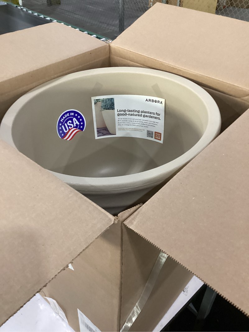 Condition photo showing New/Like New for ARBORA 13" Ibiza Polyresin Indoor and Outdoor Planter with Classic Cream Finish - Durable, Weatherproof, Lightweight, Large Plant Pot for Patio, Garden, Deck, Entryway Cream 13" Single