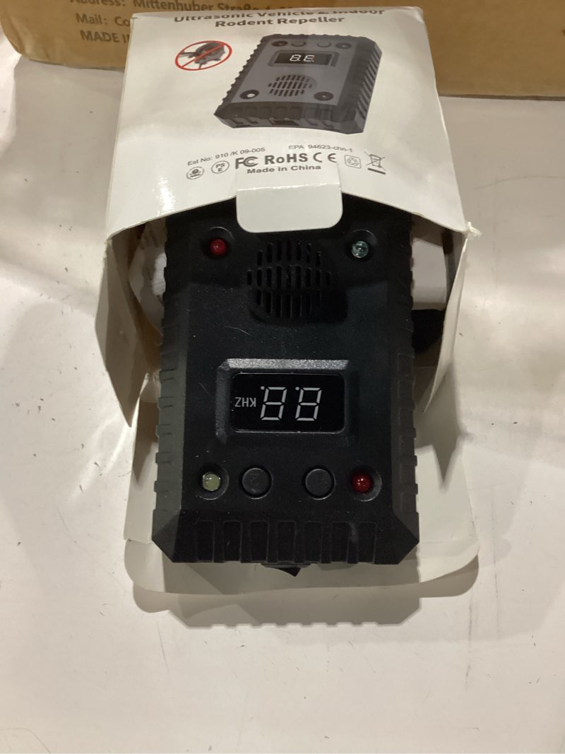 Condition photo showing Good Condition for ultrasonic rodent squirrels pest repellent for car, 2 pack battery powered | borhood plug-in usb/dc mouse bat repeller under hood, led strobe lights keep rat out of vehicles engines, indoor, garage 1 count (pack of 2)