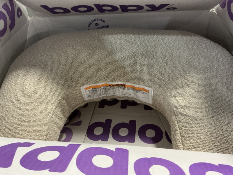 Condition photo showing Good Condition for boppy nursing pillow - ergonomic bottle & breastfeeding pillow with high, firm, large area, water-repellent cushion with washable cover; baby safety alliance verified - oatmeal boucle new nursing pillow luxe - oatmeal boucle