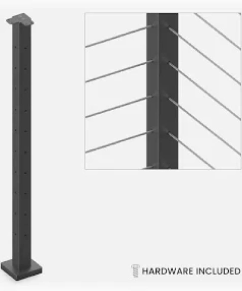 muzata 15-20ft modular black side mount cable railing kit 36 inch 4 level post kit complete set cabl