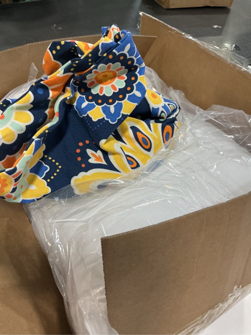 Condition photo showing Good Condition for outdoor lumbar pillows with insert 12x20 inch, waterproof throw pillow for patio furniture, decorative lumbar cushions for garden home sofa office chair, set of 2, bloom medallion?cobalt 20" x 12" (pack of 2) bloom medallion?cobalt
