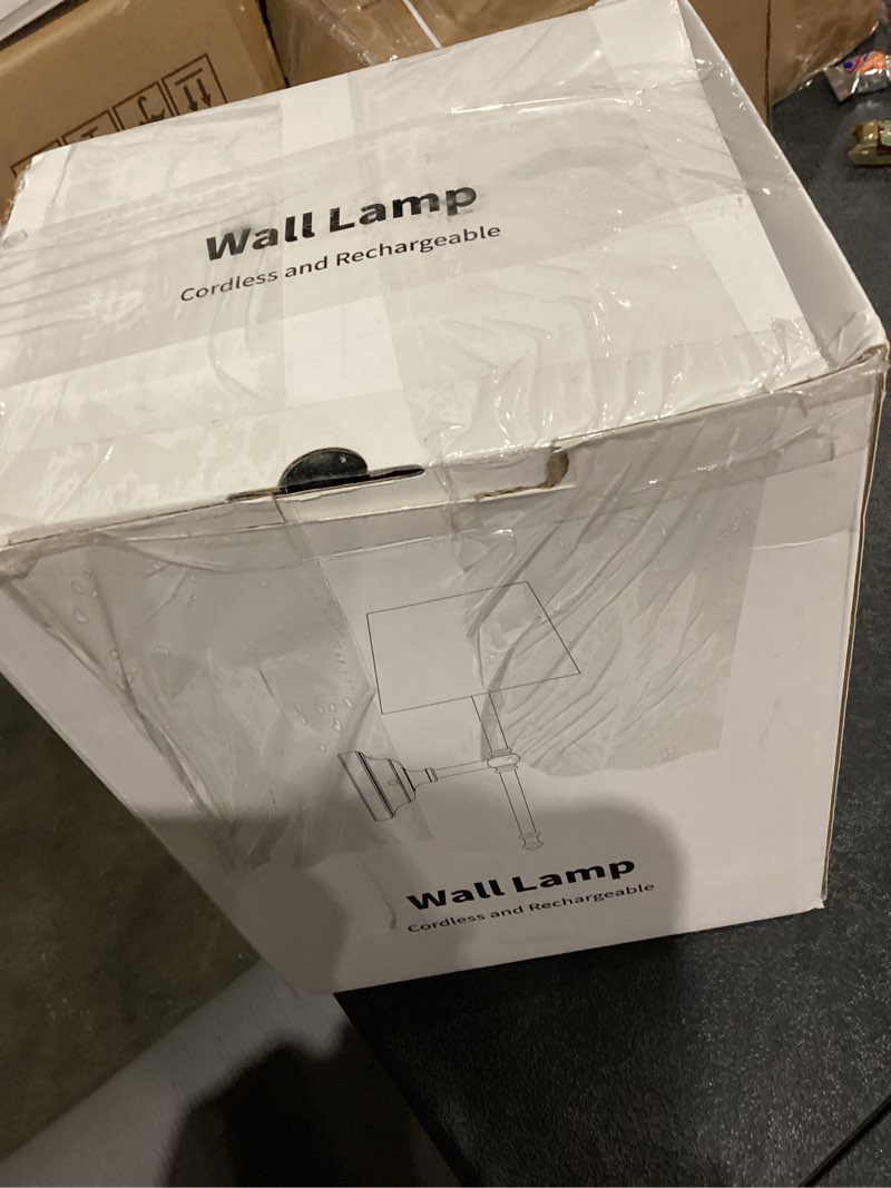 Condition photo showing As Is for KDG Cordless Wall Sconces Set of 2, Small Wireless 5200mAh Rechargeable Battery Fabric LED Wall Lamps, Portables Lightings for Wall Painting, Living Room, Bedroom, Hallway, Gifts, Night Light (Gold) Gold + Beige Lampshde (2 Pack)