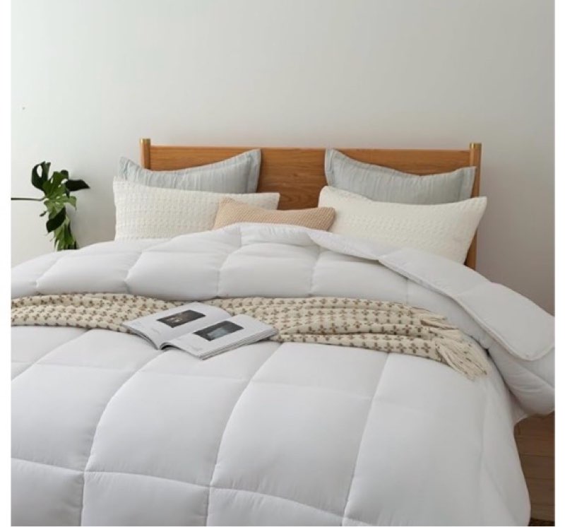 dorrin nessin down alternative comforter duvet inserts queen size 90x90 all season, ultra soft double brushed microfiber shell, classic box stitched with 8 corner tabs