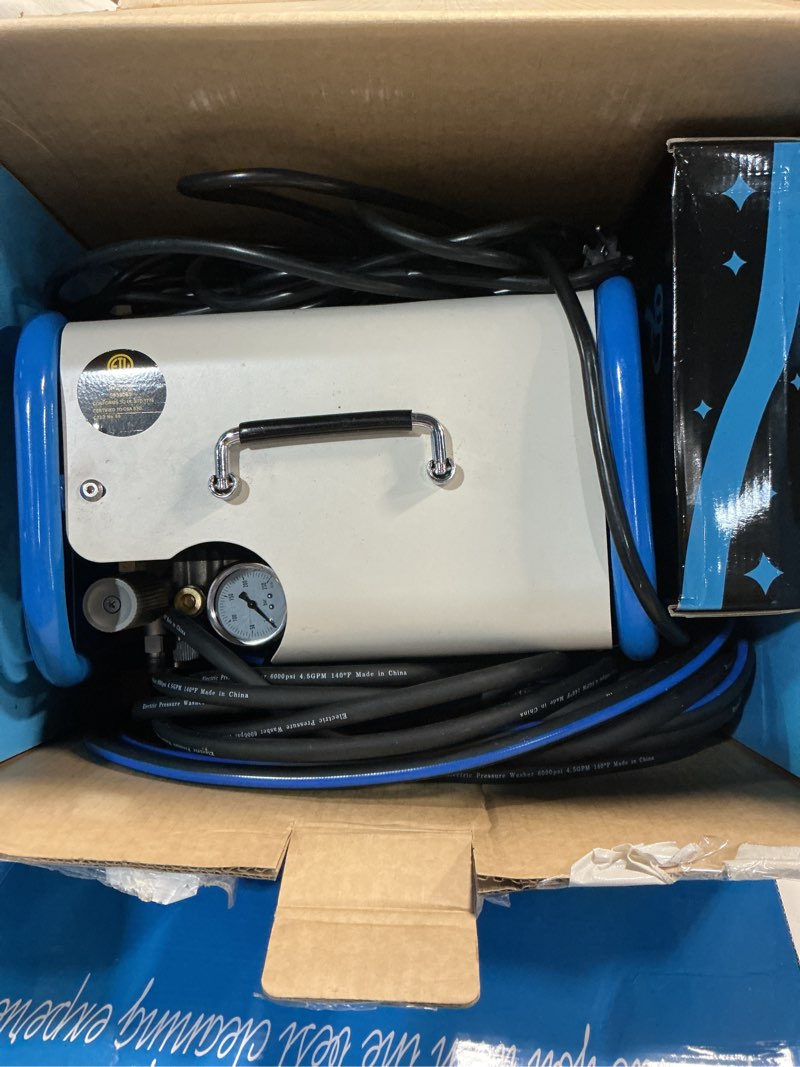Condition photo showing As Is for yoking pressure washer, max 150 bar, 12l/min, power washer for cars, driveways, patios, decks & sidewalks, pm inverter 3hp motor,horizontal triplex pump,60db quiet,with 7 nozzles,dual wall/floor mount