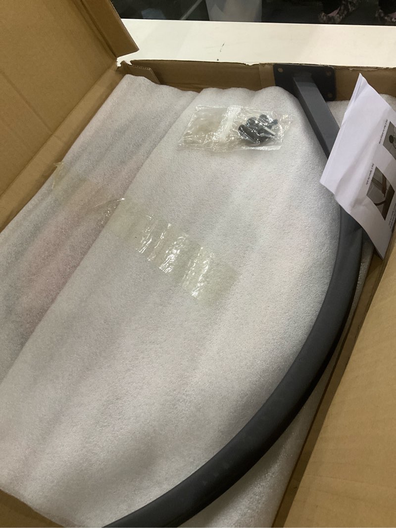 Condition photo showing New/Like New for Overbed Bedside Table Round End Table with Metal Frame Small Nightstands for Bedroom Living Room, Sofa, Office Laptop,Rustic, Standing Desk for Home Use(Walnut)