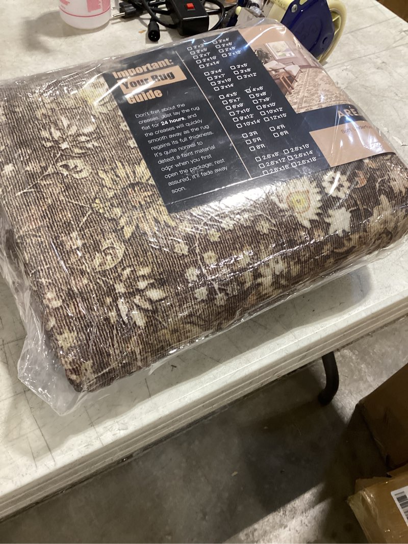 Condition photo showing Good Condition for hugear 4x6 indoor/outdoor rug brown linen-look fabric vintage area rug high traffic stain resistant easy clean durable rugs for living kitchen patio deck balcony porch garden courtyard linen| brown 4' x 6' (rectangular)