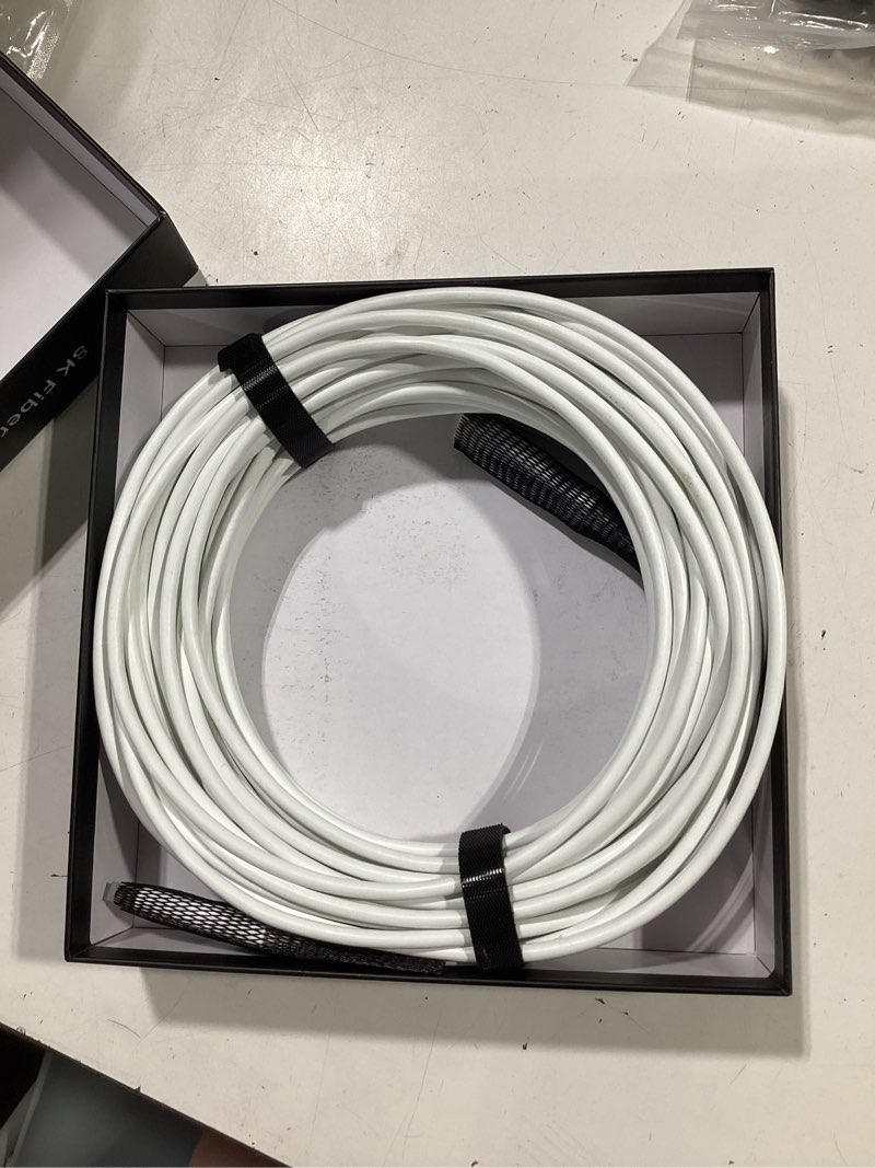 Condition photo showing Good Condition for 8k fiber optic hdmi cable 75ft, 48gbps ultra high speed thin hdmi cord, 8k@60hz 4k@240hz, dynamic hdr, earc, hdcp 2.2&2.3, 3d, compatible for laptop, pc, monitor, ps5, ps4, xbox, hdtv, projecto 75 feet