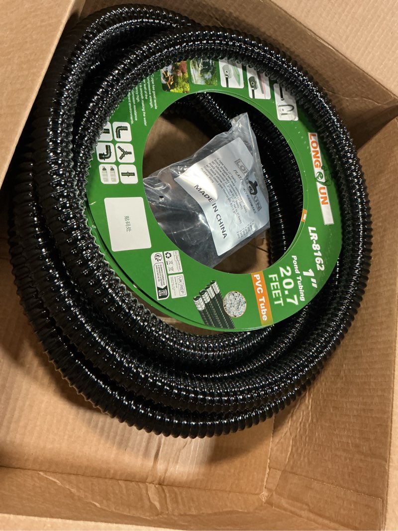Condition photo showing Good Condition for longrun pond tubing 1 inch diameter, 20.7 feet long corrugated flexible hose pipe with clamps pipe fittings, pool pvc tube for garden ponds waterfalls camping caravans filters drainage marine 1 inch - 20.3 feet