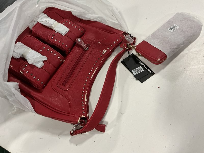 Condition photo showing As Is for emperia outfitters concealed purse and wallet set with holster left or right hand draw red