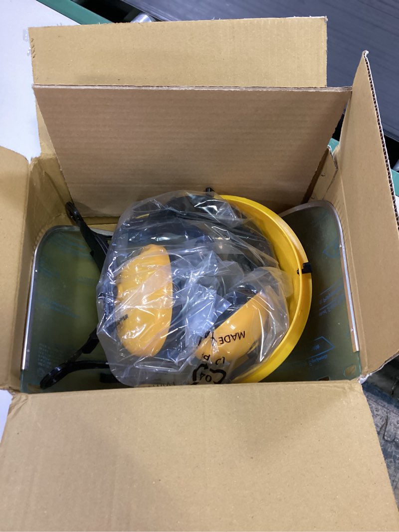 Condition photo showing As Is for JASPER Browguard Face Shield Clear Visor with Ear Muffs - ANSI Z87.1 CE EN1731