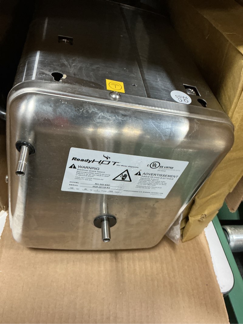 Condition photo showing As Is for Ready Hot 41-RH-300-F570-BN Instant Hot Water Dispenser System, 2.5 Quarts, Digital Display Single Lever Hot Water Faucet Brushed Nickel Brushed Nickel Faucet Digital Hot