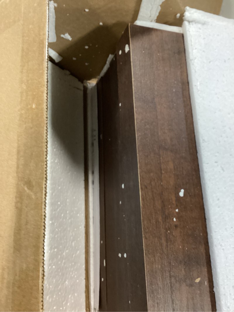 Condition photo showing Good Condition for floating shelves for wall, bathroom shelves over toilet, wall shelves & book shelf, hanging shelf, modern wooden wall-mounted small floating shelves, 12x7x1.5 in (walnut-like, set of 4) walnut-like 12"(set of 4)