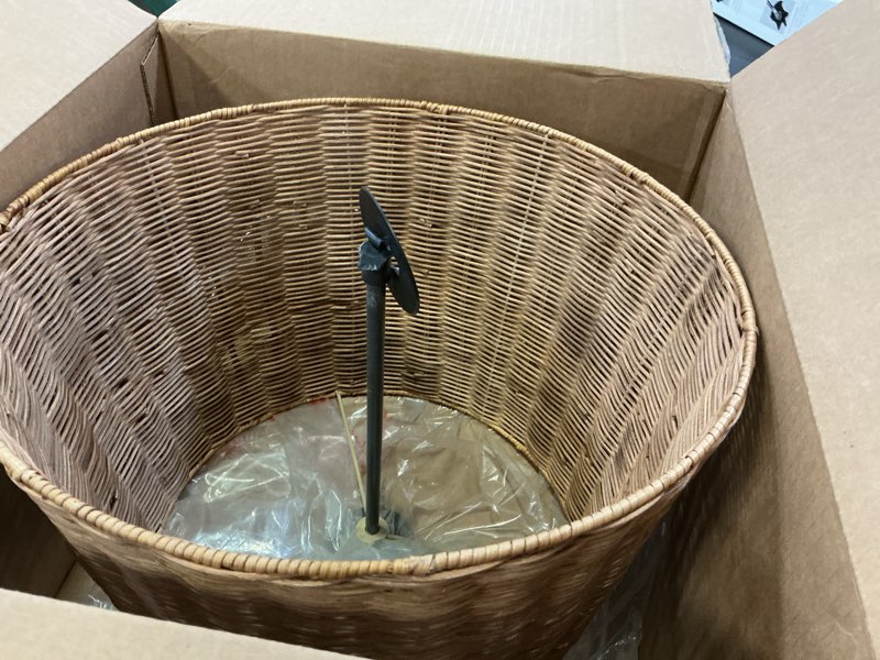 Condition photo showing Good Condition for aspen creative 32993, handwoven empire spider lamp shade, natural rattan, 13" top x 16" bottom x 11" slant height