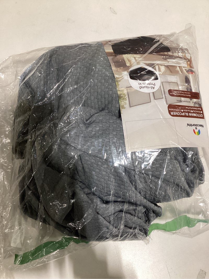Condition photo showing Good Condition for necolorlife square ottoman cover jacquard fabric thick stretchable slipcover for oversized square ottoman furniture protector,x-large,grey jacquard fabric grey square x-large