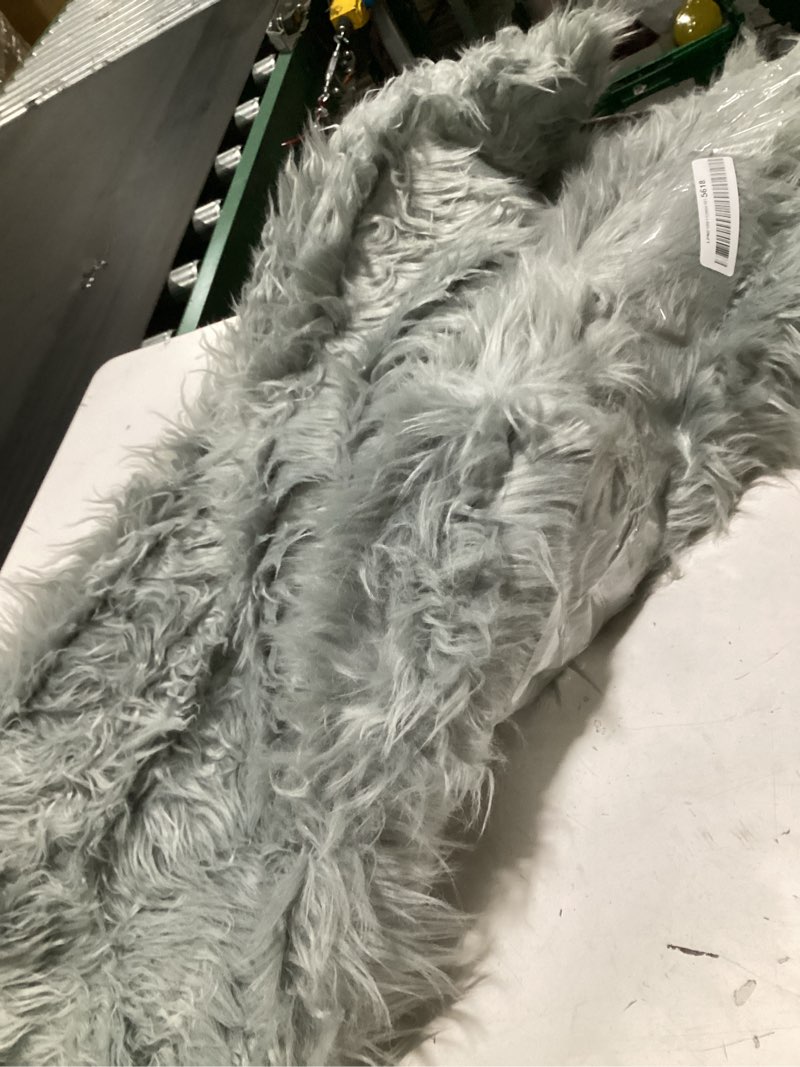 Condition photo showing Good Condition for serissa ultra soft fluffy rug grey similar  to  faux sheepskin fur area rug shaggy couch cover seat cushion gray furry carpet beside rugs for bedroom floor sofa living room runner 2x6 feet grey 2' x 6' (sheepskin) grey