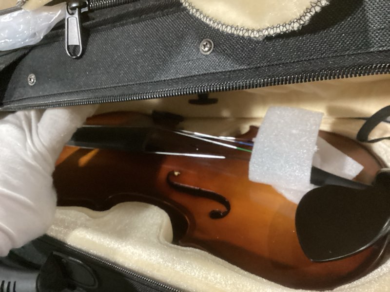 Condition photo showing Good Condition for Kmise Violin 3/4 Full Set, High Density Ebony Violins, Glossy Acoustic Fiddle for Adults, Beginners, Students with Violin Case, Rosin, Strings, Bow, Shoulder Rest, Beginner's Guide (Ebony, 3/4) Ebony 3/4