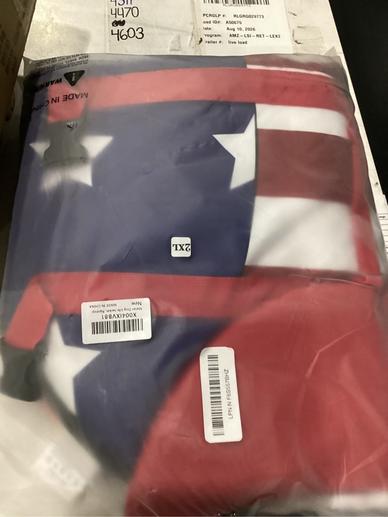 Condition photo showing New/Like New for malier dog life jacket, ripstop dog life vest with high buoyancy for swimming boating, high visibility shark puppy lifesaver for dogs (xx-large) red & dark blue xx-large