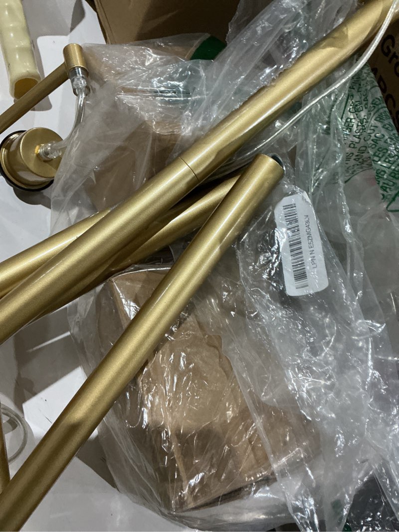 Condition photo showing As Is for illmtw gold floor lamp for living room,bedroom,mid century modern standing lamp brass tree 3 light tall floor lamps vintage retro floor lights glass amber flower lamp shade farmhouse boho bohemian 5-floor lamp