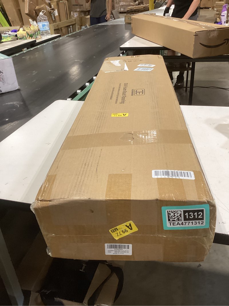 Condition photo showing New/Like New for oceanbroad eva foam boat flooring with 3m adhesive backing marine self-adhesive decking 96''x45.6''/36''/28.8''/16.8'', 48''x16.8'' faux teak sheet for jon boats swim platform helm pad rv floor gray with white seam lines 48''l x 16.8''w-5.6sqft