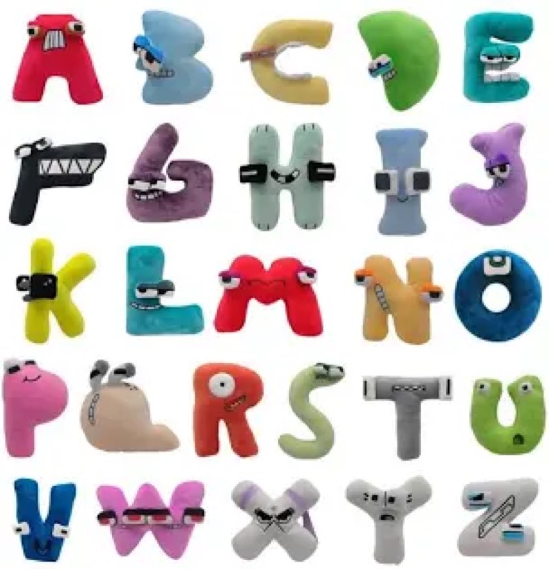 (26pc) letter plush, 26-letter series plush, a-z letter games, interesting stuffed doll soft pillow decoration, holiday and birthday gifts for children and friends' families.