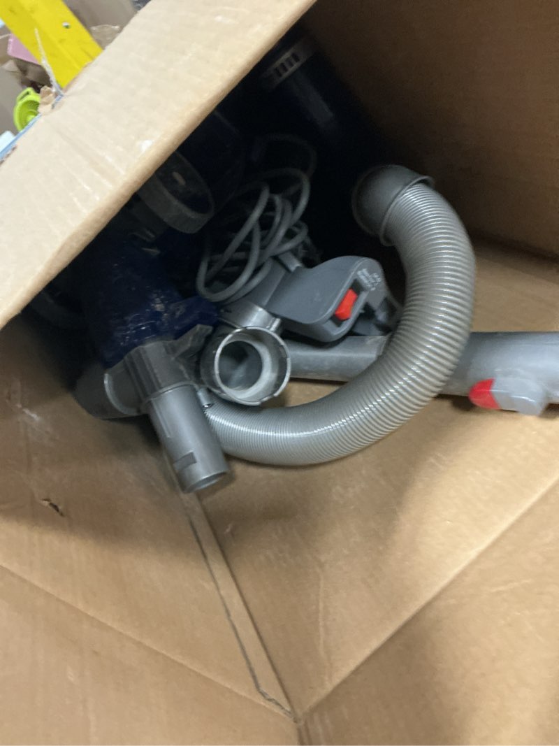 Condition photo showing As Is for shark upright vacuum, navigator lift-away deluxe with large dust cup capacity, hepa filter, swivel steering, upholstery tool & crevice tool, blue, nv360