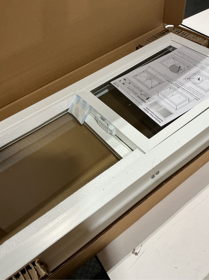 Condition photo showing New/Like New for vbsi3222pr vinyl basement slider window, 32" x 22", white 32x22 inch window