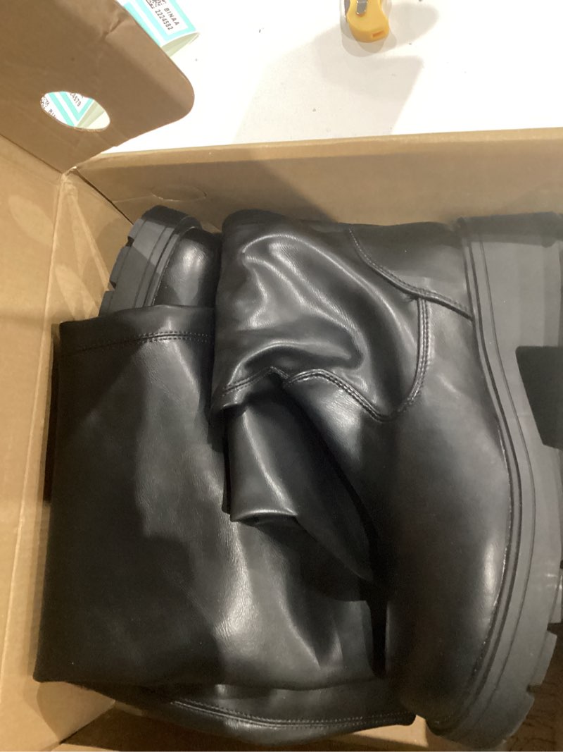 Condition photo showing As Is for AOSPHIRAYLIAN Womens Over The Knee High Boots Chunky Heel Slip On Faux Leather Riding Surgical Stretch Thigh High Boots 6.5 Black