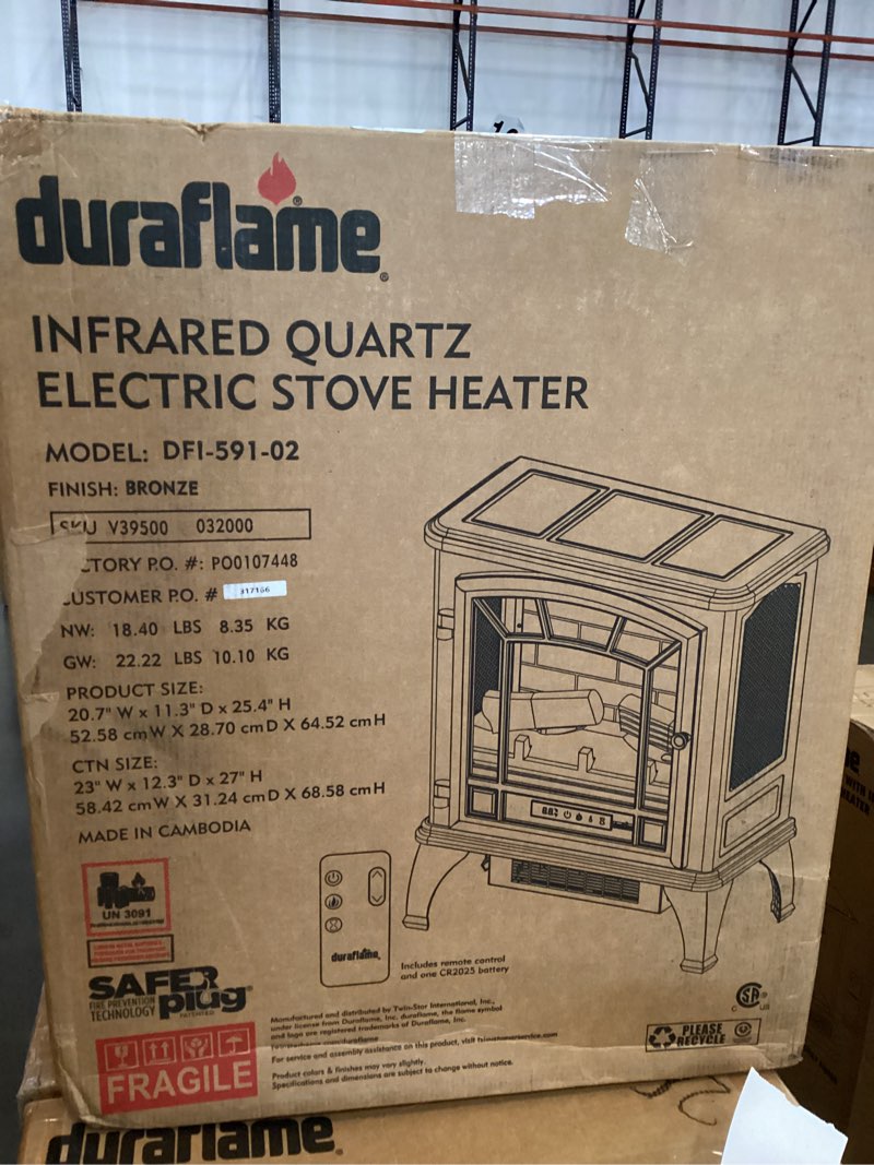 DURAFLAME INFRARED QUARTZ ELECTRIC STOVE HEATER COLOR BRONZE