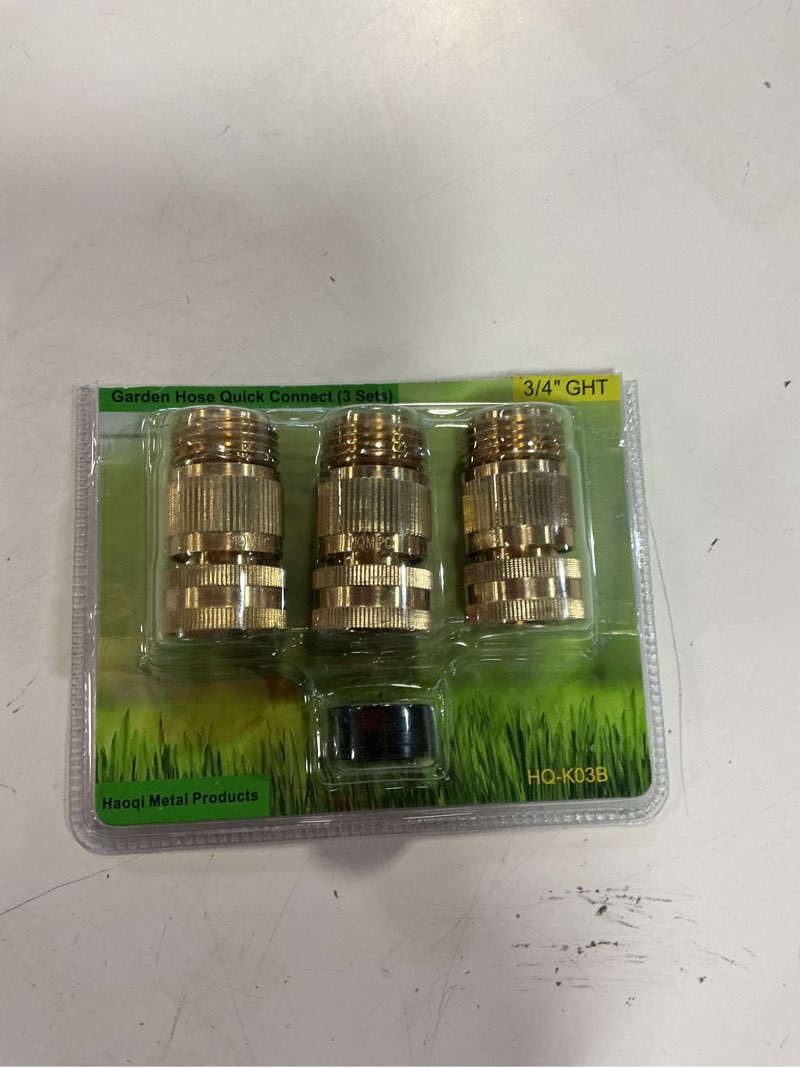 Condition photo showing Good Condition for hqmpc garden hose quick connect solid brass quick connector garden hose fitting water hose connectors 3/4 inch ght (3 sets)