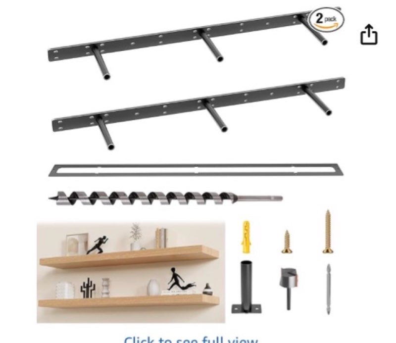 2pcs Floating Shelf Bracket Heavy Duty,Decorative Floating Shelf Hardware Hidden Black Metal Firepla