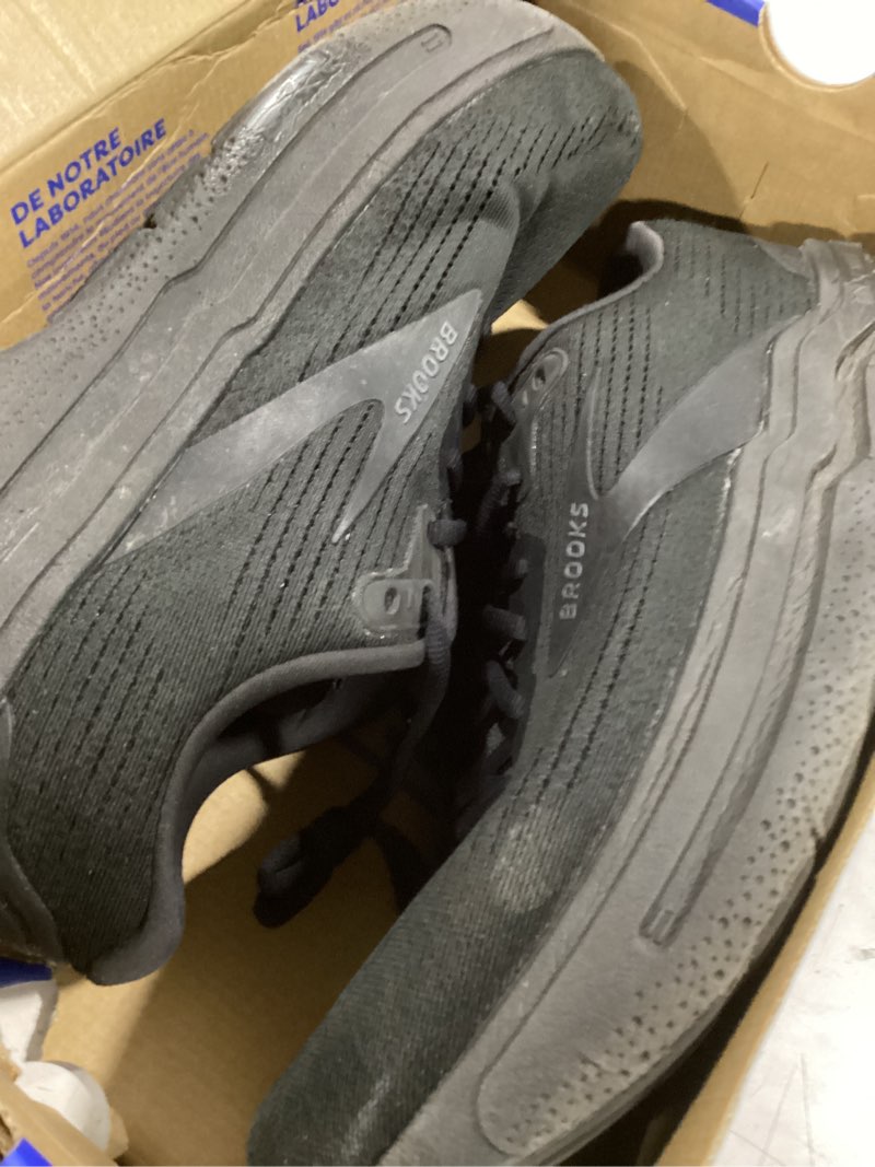 Condition photo showing As Is for brooks men’s ghost max 3 neutral running & walking shoe 12 x-wide black/black/ebony