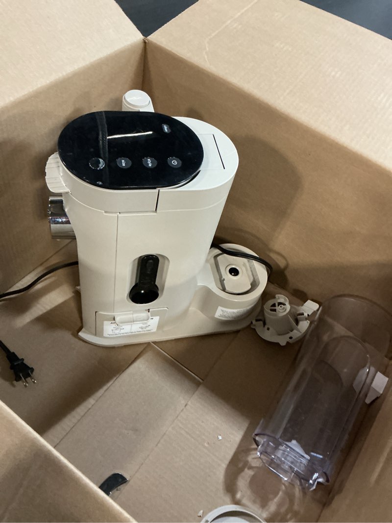 Condition photo showing As Is for keurig k-express single serve k-cup pod coffee maker, 3 brew sizes, strong button feature, 42oz removable reservoir, warm stone