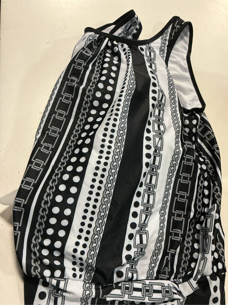 Condition photo showing Good Condition for rosewe modest tankini swimsuits for women, two piece athletic womens bathing suits blouson tank tops with board shorts black printed large