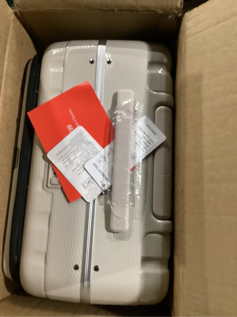Condition photo showing New/Like New for hanke 24 inch checked luggage pc hard case luggage top opening aluminum frame travel luggage suitcases with wheels for woman men.(ivory white) 24 inch ivory white