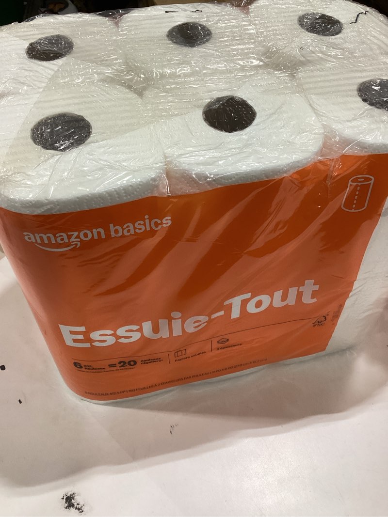 Condition photo showing Good Condition for Amazon Basics 2-Ply Paper Towel, Flex Sheets, 150 Sheet per Roll, 6 Rolls, White