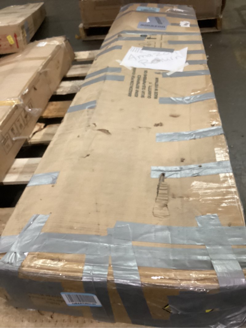 Condition photo showing As Is for zinus tricia wood platform bed frame with adjustable headboard/wood slat support with no box spring needed/easy assembly, king king platform bed