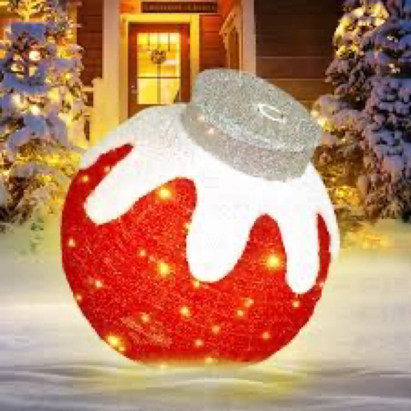 BRIGHTDECK Outdoor Christmas Ornaments, Lighted Pop-Up Outdoor Holiday Ball Decoration with 80 LED L