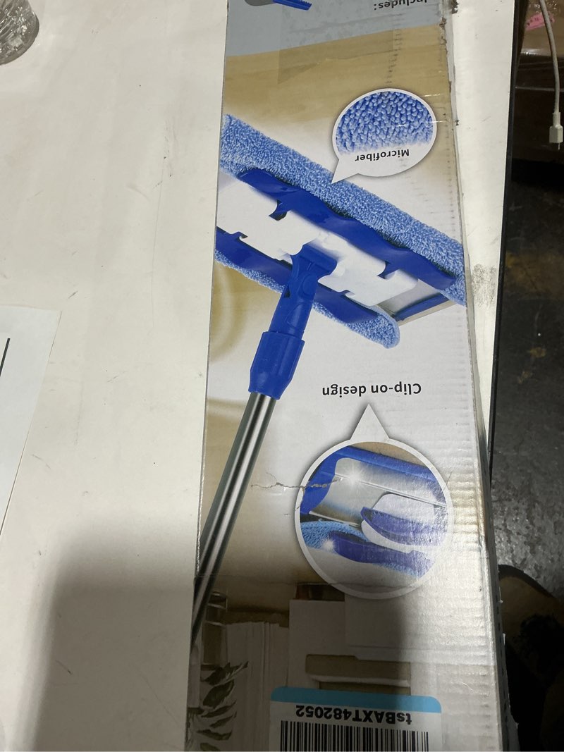Condition photo showing As Is for MR.SIGA Professional Microfiber Mop for Hardwood, Laminate, Tile Floor Cleaning, Stainless Steel Telescopic Handle - 3 Reusable Flat Mop Refills and 1 Dirt Removal Scrubber Included Blue