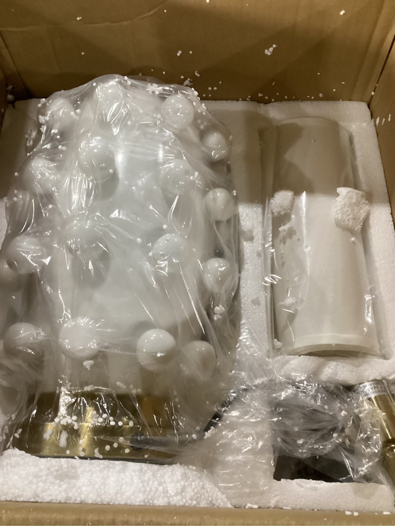 Condition photo showing New/Like New for Modern Ceramic Linden Table Lamp - 30" White Ball Farmhouse Design, Classic Nightstand Large Linden Lamp Tapered Drum Shade for Living Room, Bedroom, Office, and Home ?White?