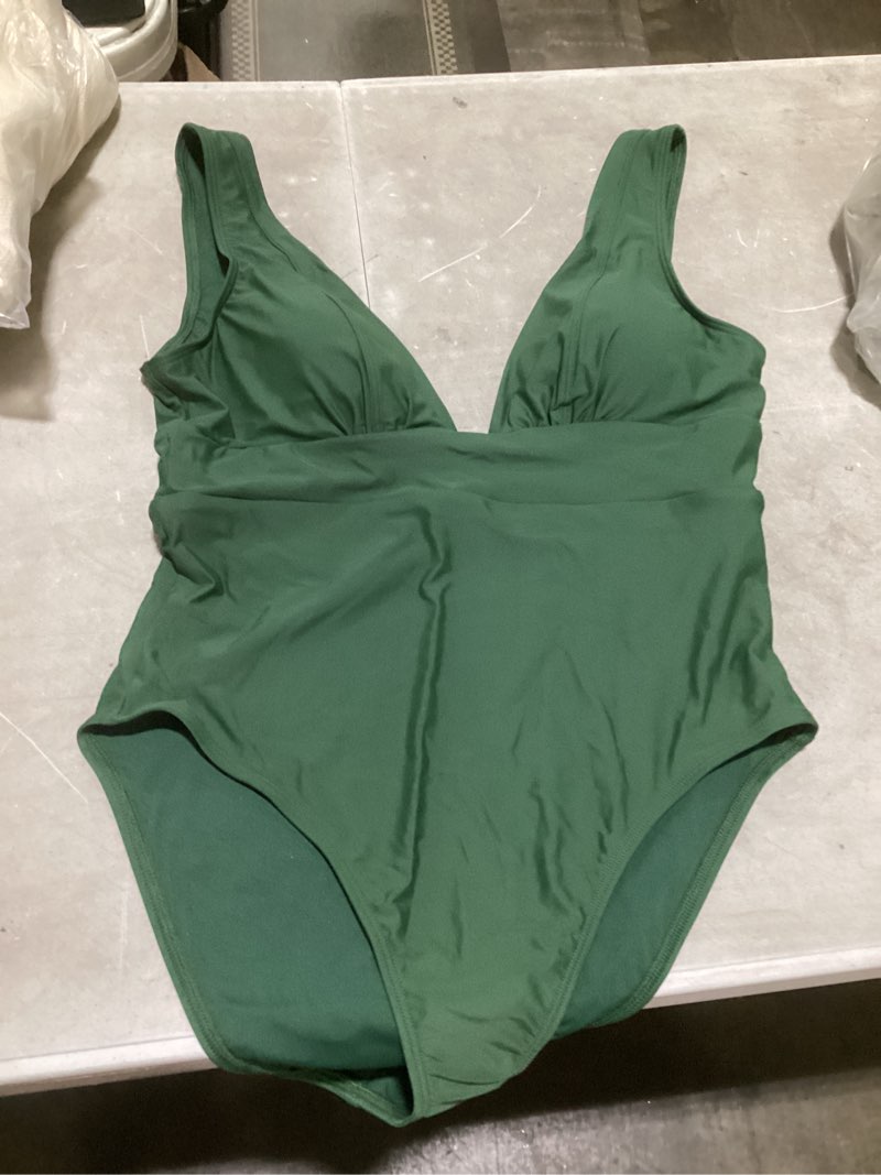 Condition photo showing Good Condition for women's italian plunge one-piece swimsuit, xl, palm