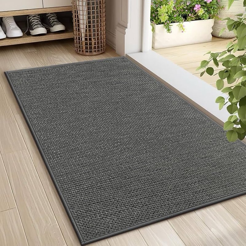 LEKEEPGO Door Mat 24\"x36\", Non Slip Door Mat Indoor Entrance, Rubber Backing Front Indoor Door mat Washable Absorbent Low-Profile Entryway Entry Resist Dirt Inside Door Mats, Brown 2' x 3' (Rectangular) grey
