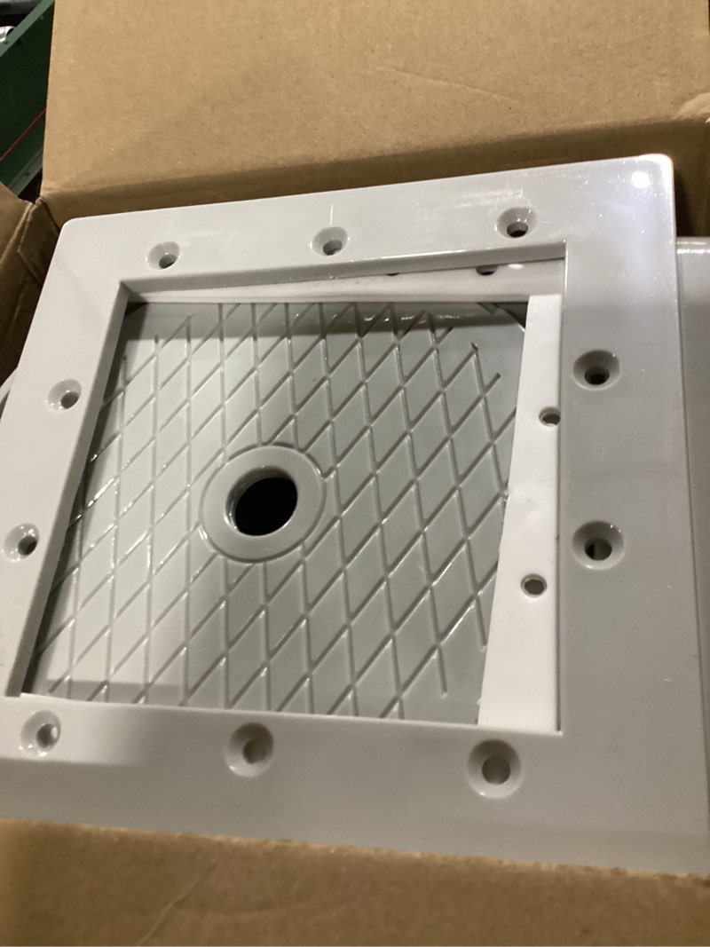 Condition photo showing As Is for deeprclean through wall skimmer for above ground pool, heavy duty wall mount pool skimmer kit, universally fits all standard pool wall openings, in wall pool surface skimmer for above ground pool-gray