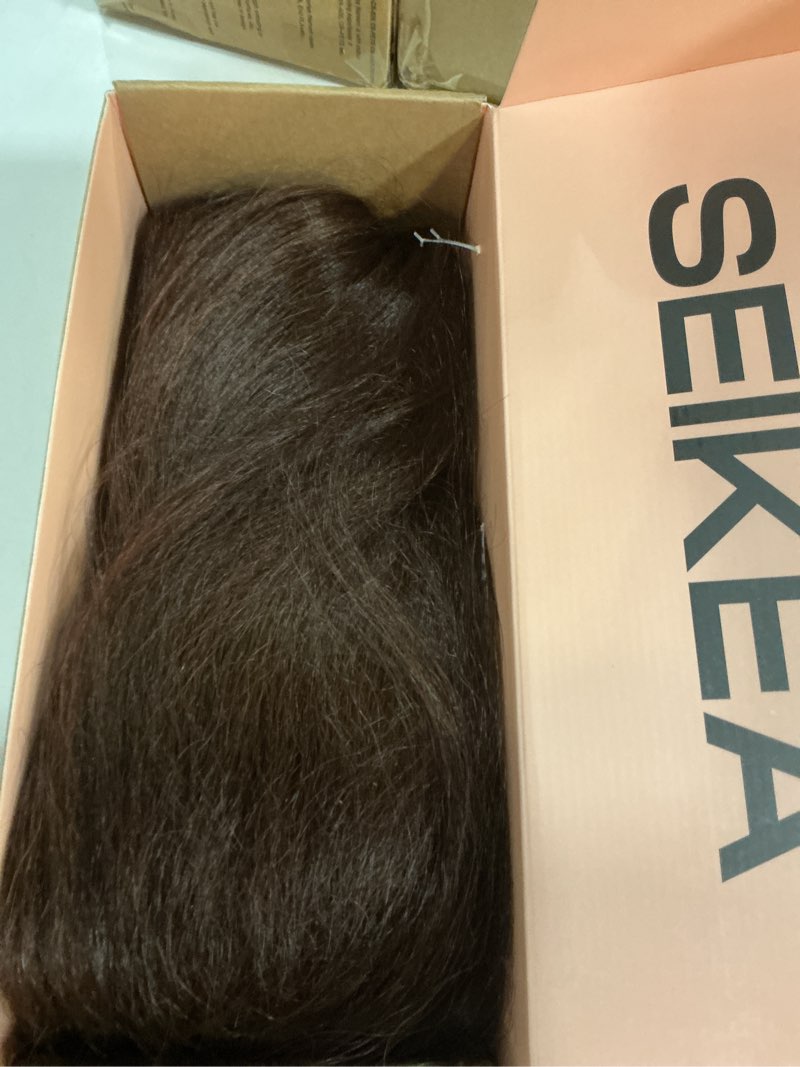 Condition photo showing As Is for seikea cheer ponytail hair piece, 100% super protein fiber straight cheerleader hairpiece lightweight silky smooth fluffy 18" ponytail extension for cheerleader competition, dance mocha melt