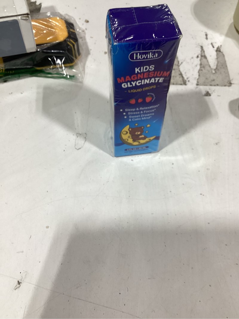 Condition photo showing New/Like New for magnesium glycinate liquid for kids - with l-theanine omega-3, vitamin b6, d3, zinc - kids magnesium drops for sleep, relaxation, calm & focus - 2 fl oz, strawberry flavor strawberry 2 fl oz (pack of 1)